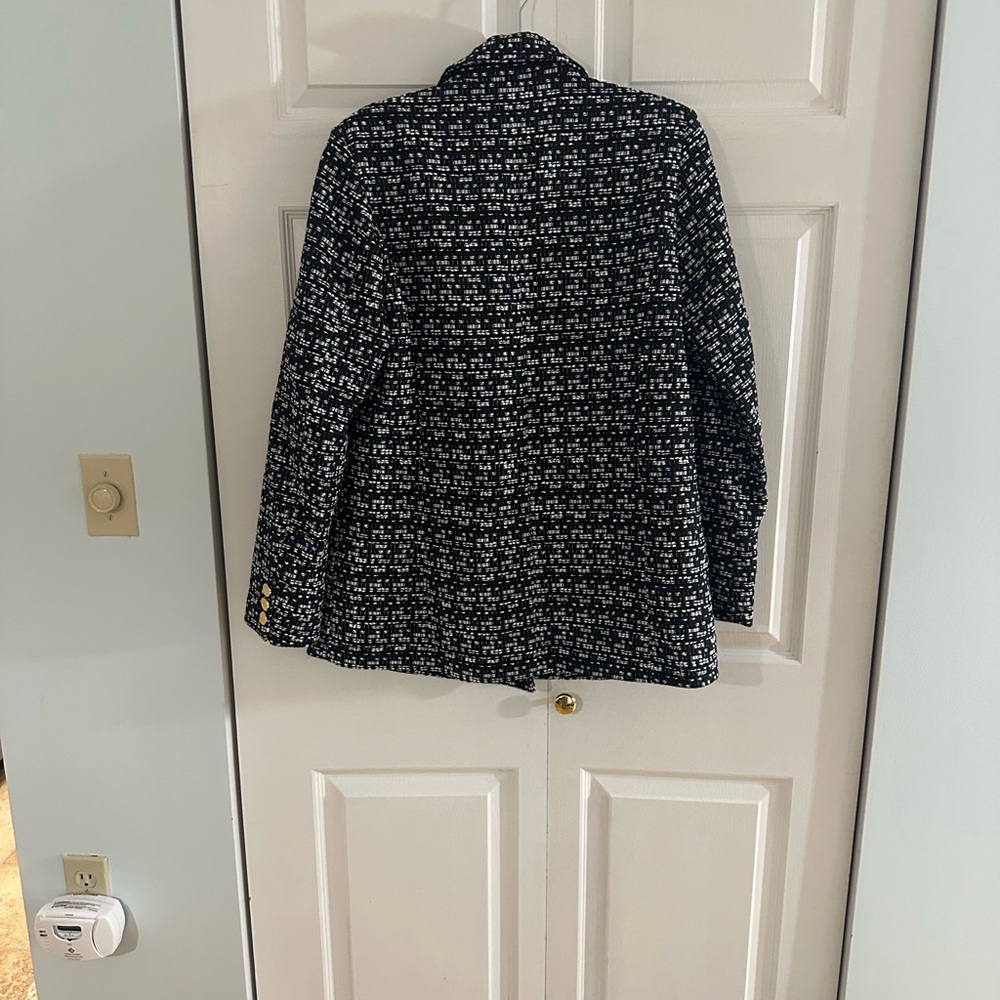 NWT! Anthropologie Maeve Black & White Blazer with gold details - Picture 3 of 11